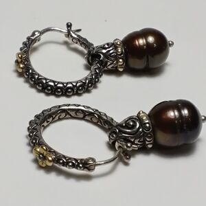 Barbara Bixby Hoop Drop Earrings In 925 Silver With 18K